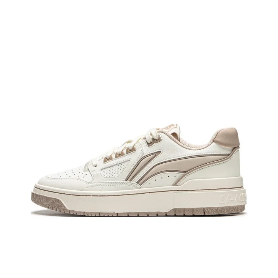 li-ning-badfive-rising-stars-滑り止め耐摩耗性ロートップスケートボードシューズユニセックスホワイトベージュ
