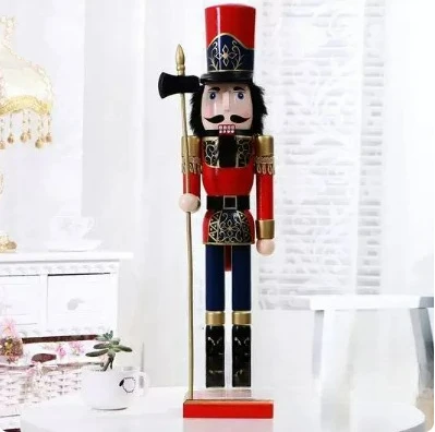 60cm Wooden Nutcracker Christmas Ornament Large Holiday Decoration for Home Party 2 Styles