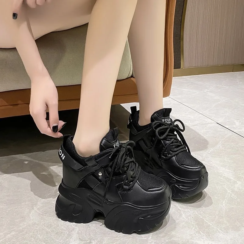 Fashion New Spring Women Chunky Sneakers Casual Shoes 10CM Wedge Heels Platform Shoes Chaussures Femme Sports Dad Shoes Autumn