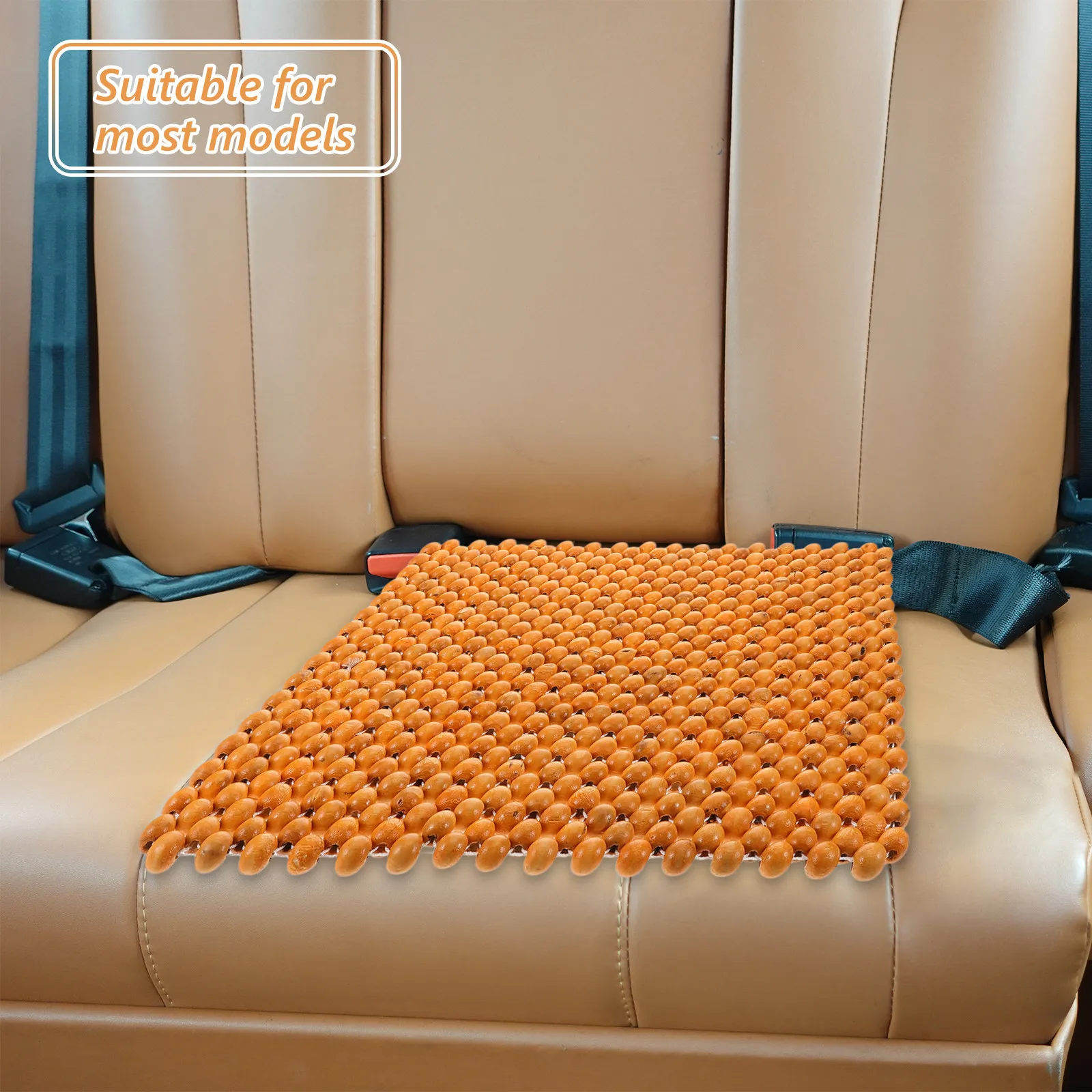 

Comfort Car Seats Cushion 44x44cm Wooden Bead Design Cooling Ventilation Support for Vehicle Truck Office Chair Use