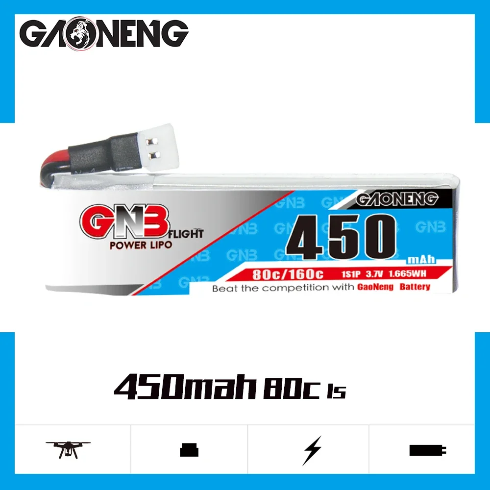 

GAONENG GNB 450mAh 1S 80C 160C 3.7V Cabled Molex 51005 LiPo Battery BetaFPV Beta75X Happymodel Mobula6 Mobula7 Snapper