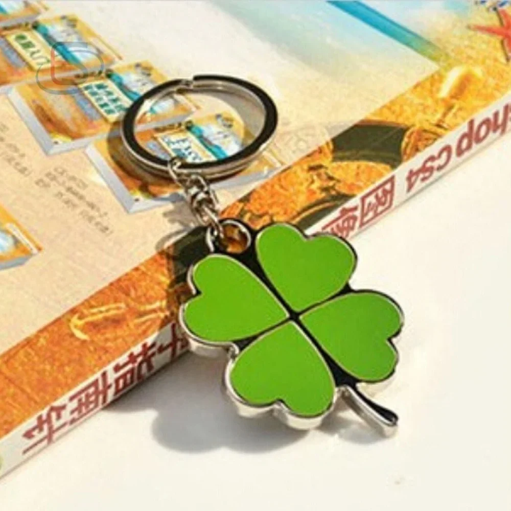 Fashion Lucky Four Leaf Clover Keychain Key Chain Metal Keyrings Green Shamrock Charm Cute Car Jewelry