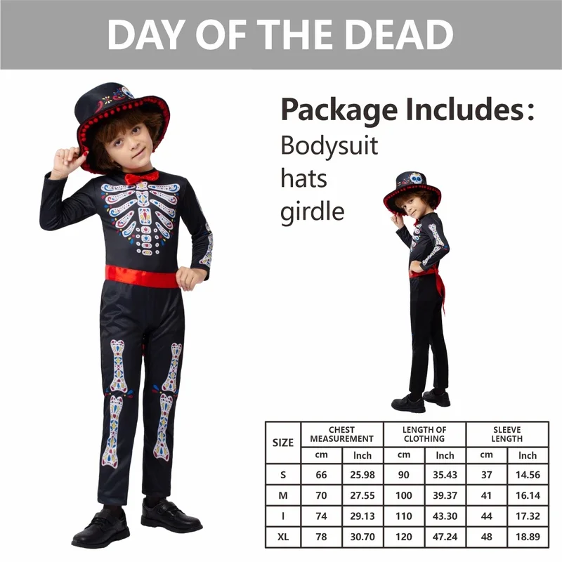 RT01 kostiumy szkieletu dla dzieci Halloween szkielet piżama maluch duch kości strach kostiumy dla dzieci karnawałowe kostiumy do przebierania*Jk2