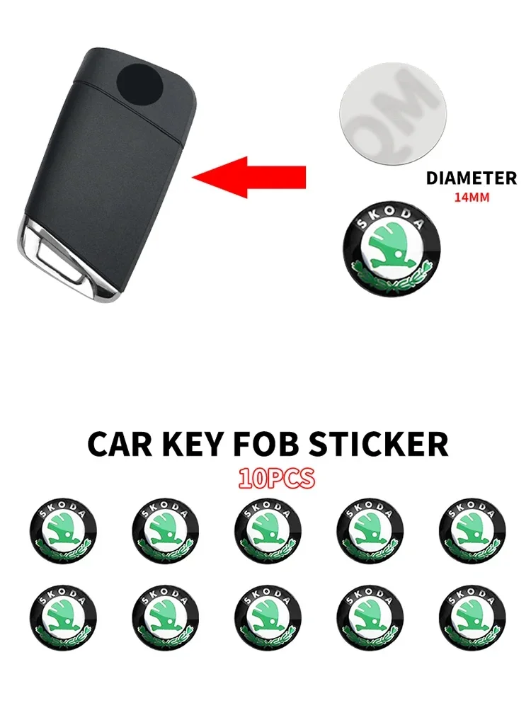 14mm Car Remote Control Key Car Logo Sticker Aluminum Emblem For Skoda octavia a5 a4 mk1 fabia superb rapid mk3 yeti 2006 sign