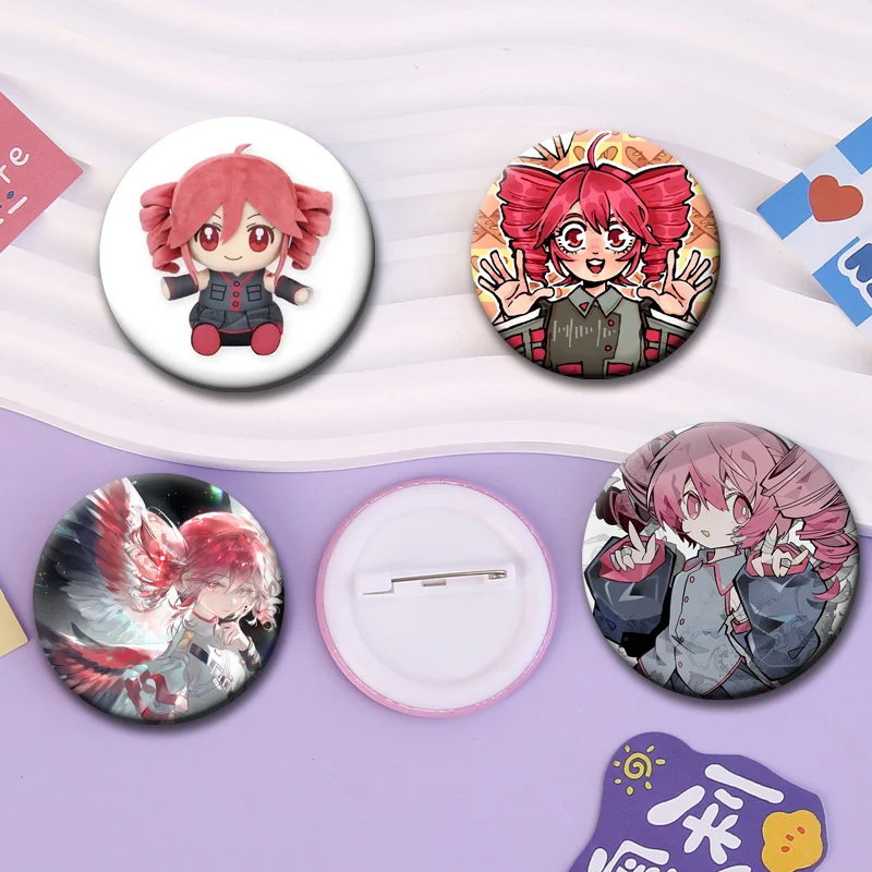 Kasane Teto Cute Anime Girl Brooches UTAU Virtual Singer Badge Handmade Tinplate Pins for Backpack Clothes Gifts Accessorys