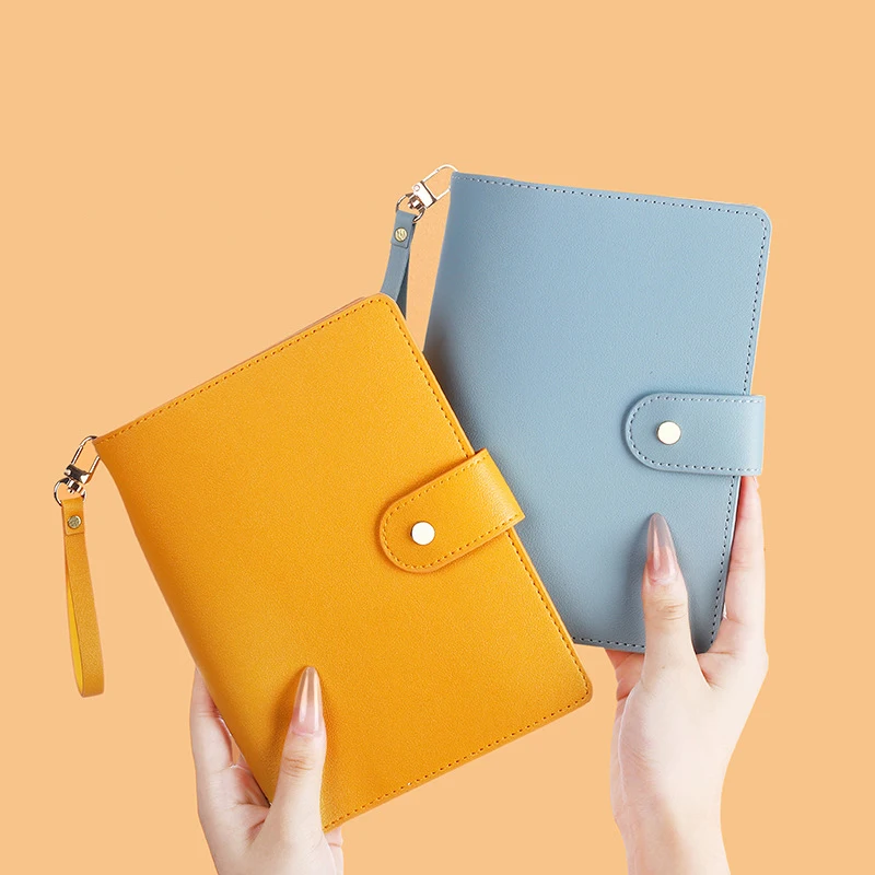 B6 PU Notebook,Refillable Loose Leaf Journal With Hand Strap,3 Types Of Inner Paper,Snap Closure For Office School Diary Planner