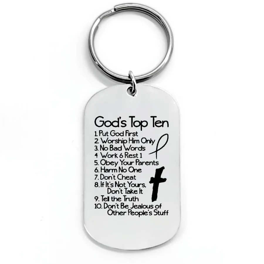 1pc Top Ten Keychain Gift for Daughter Son Laser Engrave Durable Metal Key chain No Bad Words Tell The Truth Key Ring Bag Charm