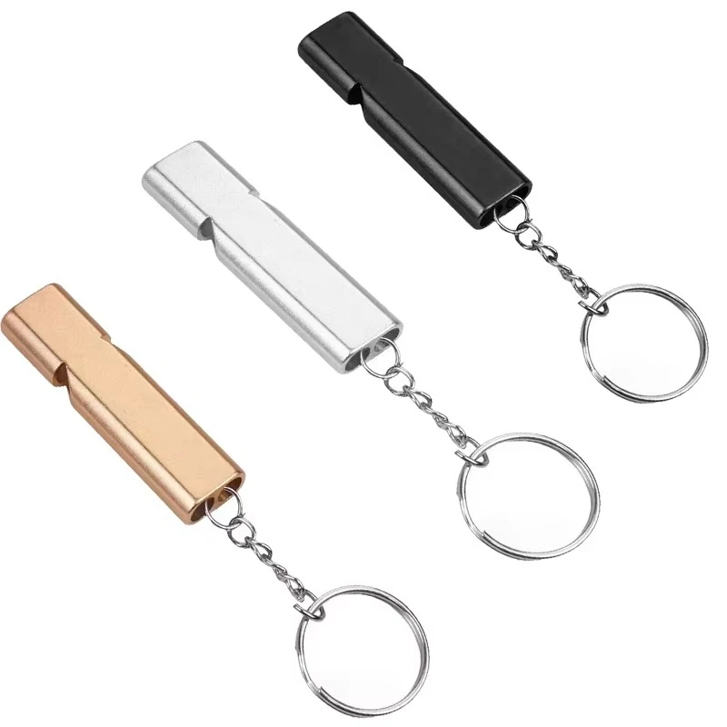 

1/2pcs Flat Aluminum Alloy Dual Frequency Survival Whistle Double Tube Outdoor Survival Survival Whistle Equipment Equipped Too