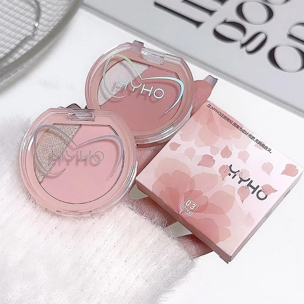 2-in-1-Multifunktions-Rouge-Highlighter-Palette, Aprikosenrosa, Wangentönung, Rouge-Puder, natürliches Gesichts-Make-up, mattierter Rouge-Schimmer, neu