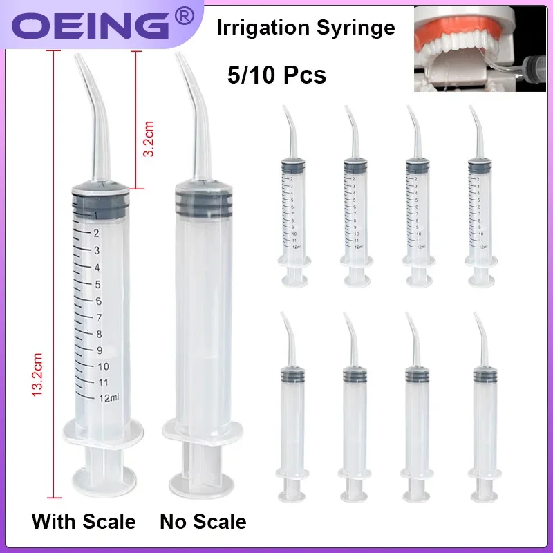 5/10 Pcs Dental Irrigation Syringe With Curved Tip Disposable Transparent Conveyor 12CC Teeth Whitening Oral Hygiene Care Tools