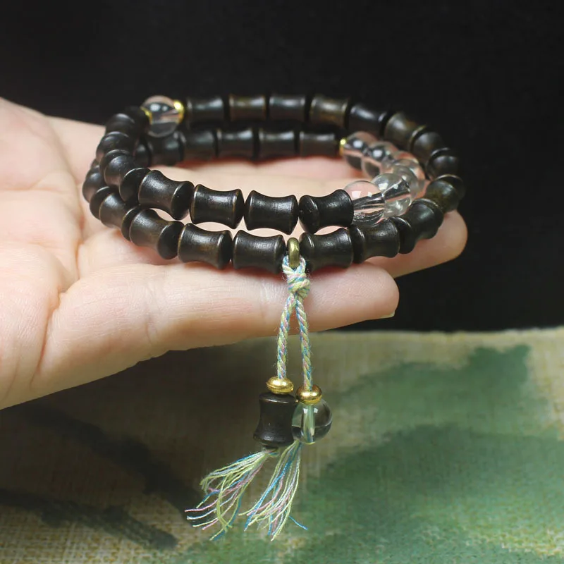 Cheng Guibao bamboo knot 7*9 double-ring bracelet, Chinese-style elegant design, agarwood Buddhist bead bracelet, decorative acc