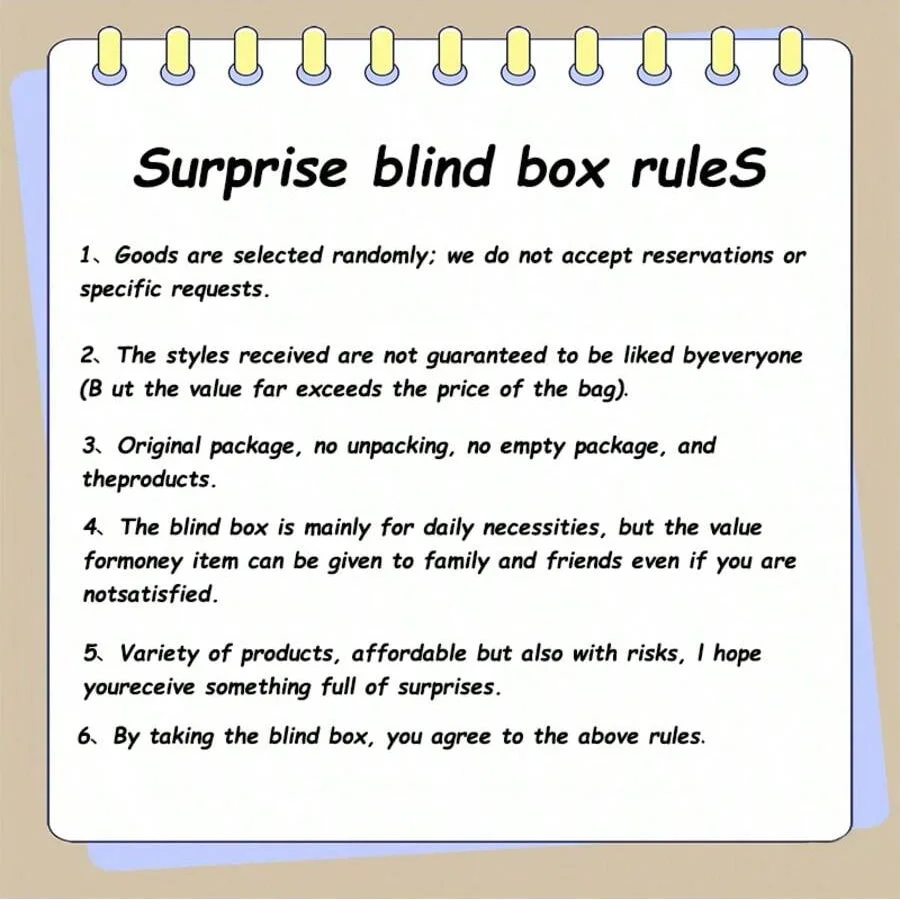 Promemoria misterioso della scatola cieca! Ottieni oggetti casuali da tutte le categorie. Ogni scatola ha una possibilità per ottenere la tua cosa preferita.