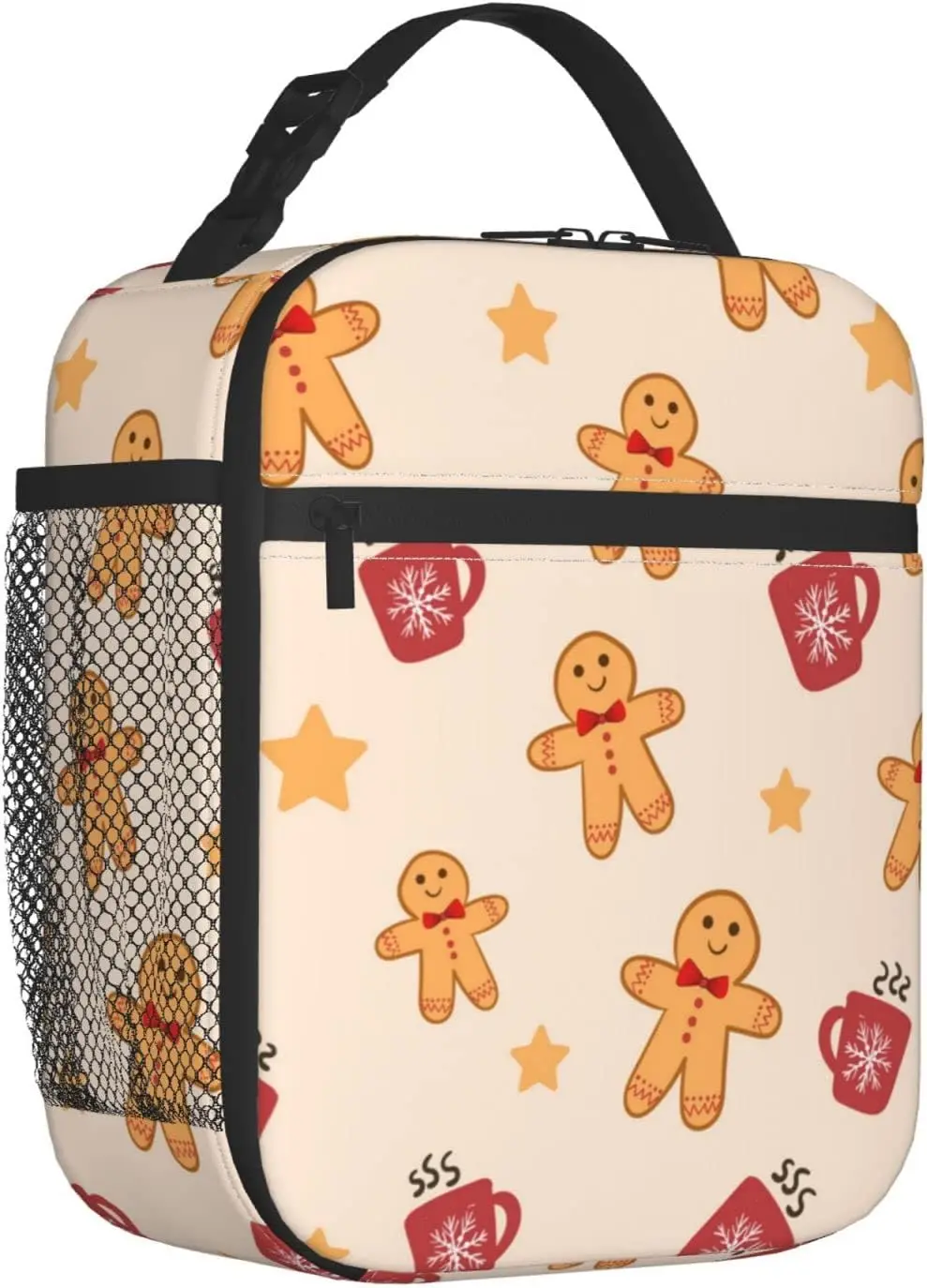 Christmas Gingerbread Insulated Lunch Bag, Lunch Box for Office Travel, Meal Tote Bag for Women and Men