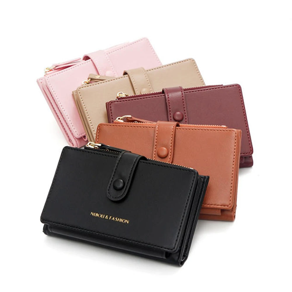 Women Short Wallet Simple Pu Leather Wallet Zipper Coin Purse Anti-Wrinkle Female Money Bag For Daily Use Pocket Gifts For Women