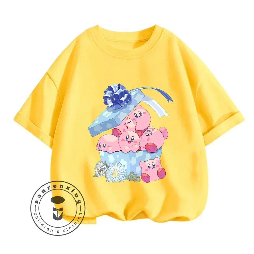 Fashion Meets Fun Kirby Boy Girl T-shirts Featuring Beloved Adventure Game Cartoon Prints Hip-Hop Style That\'s Soft Comfortable