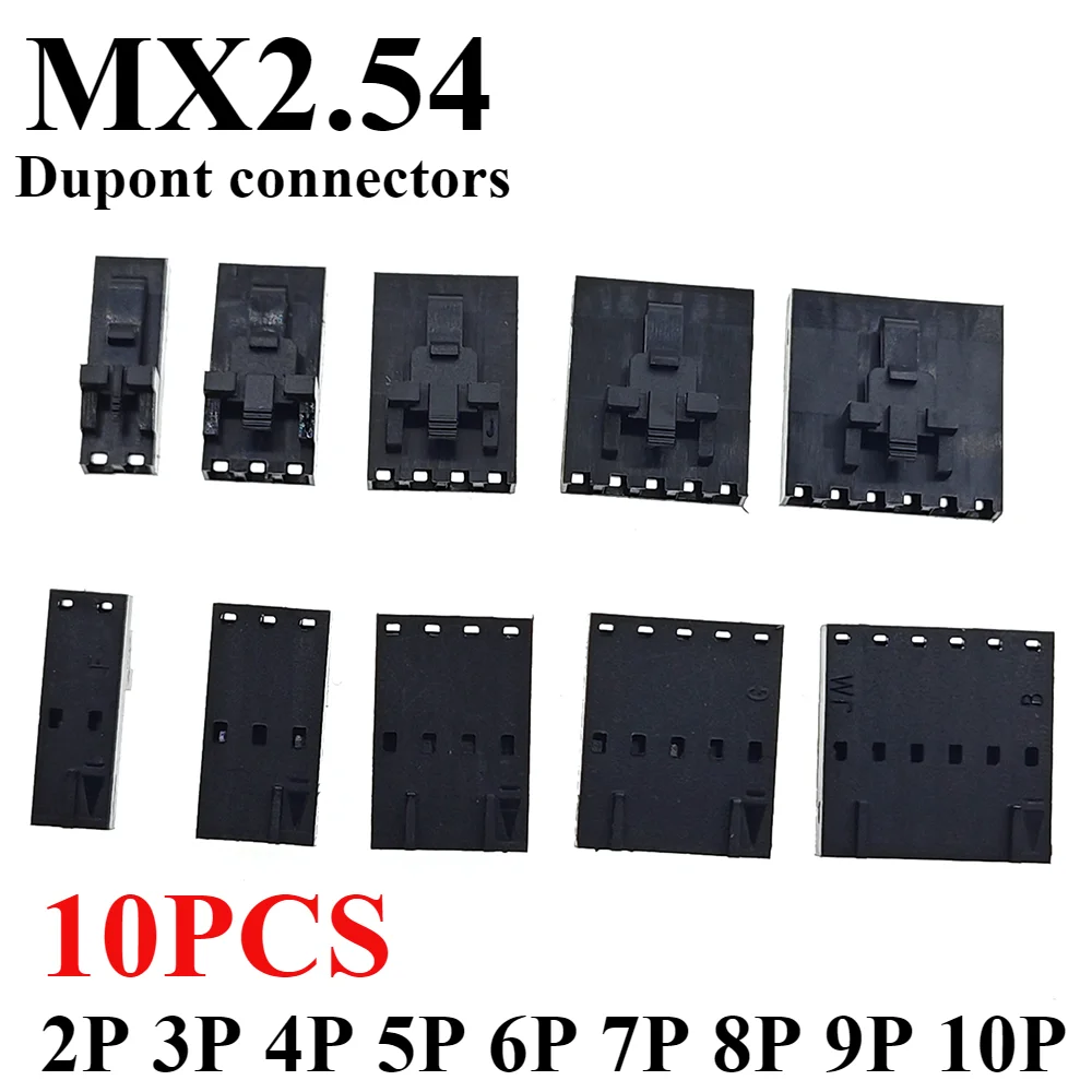 

10PCS MX2.54 2.54mm Pitch Dupont Connector With Buckle Single Row Housing 2P 3P 4P 5P 6P TJC8