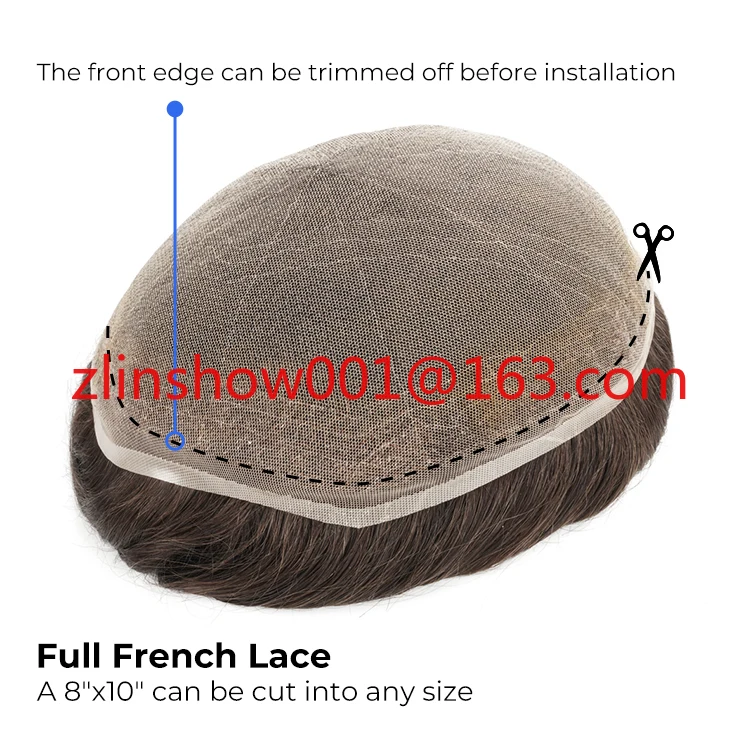 Hair Custom Full French Lace Human Hair Replacement Men Toupee Wig Human Hair System
