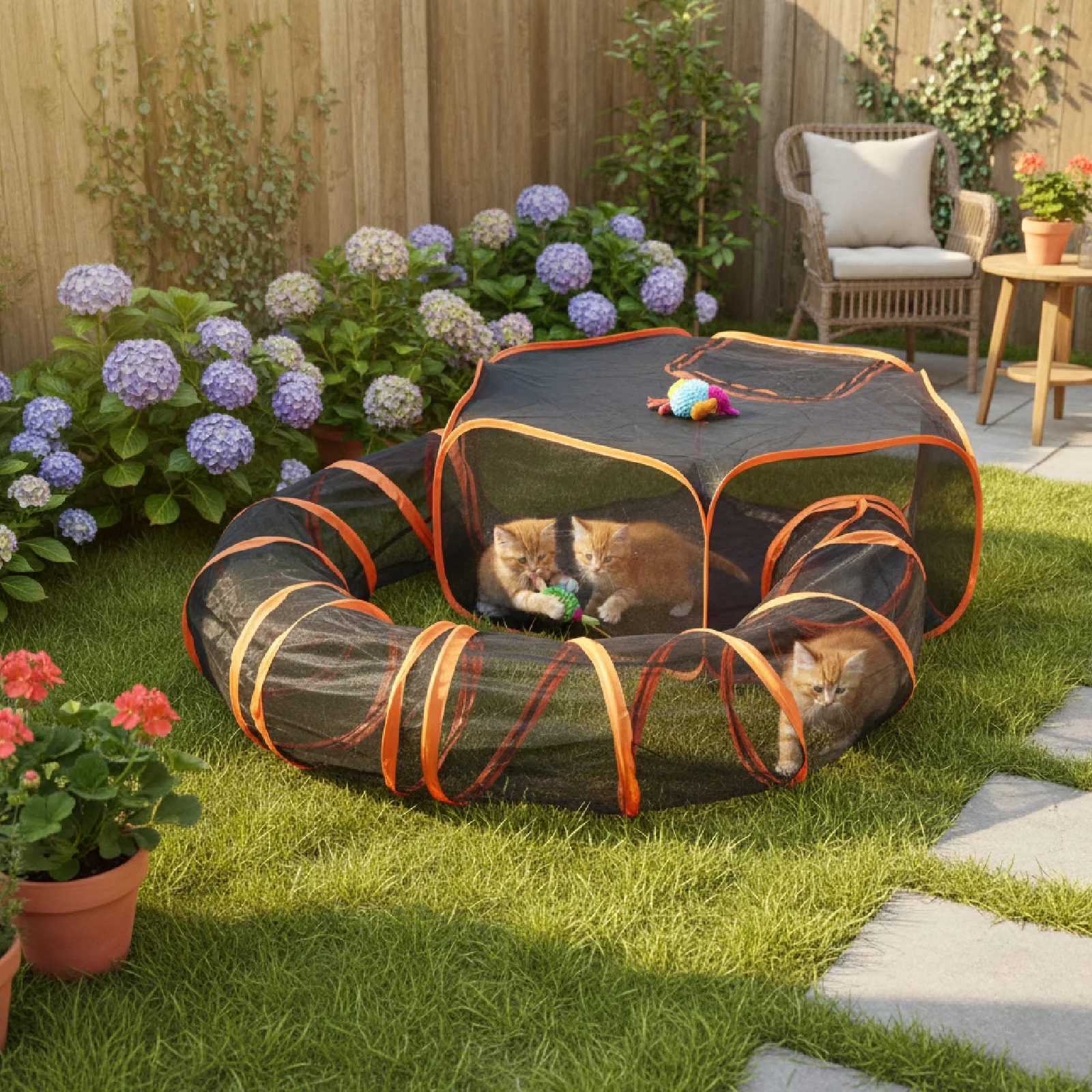 

Portable Cat Tunnel Playhouse with Multiple Cages And Tunnels Mesh Construction Storage Bag for Small Animals