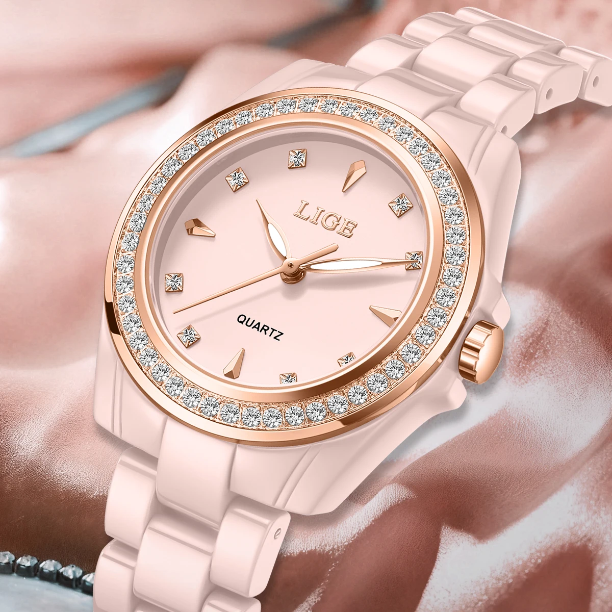 LIGE 2026 Watch women Luxury Casual quartz wristwatch Elegant Ceramic Luminous Ladies clock Business Fashion Watch for Women+BOX