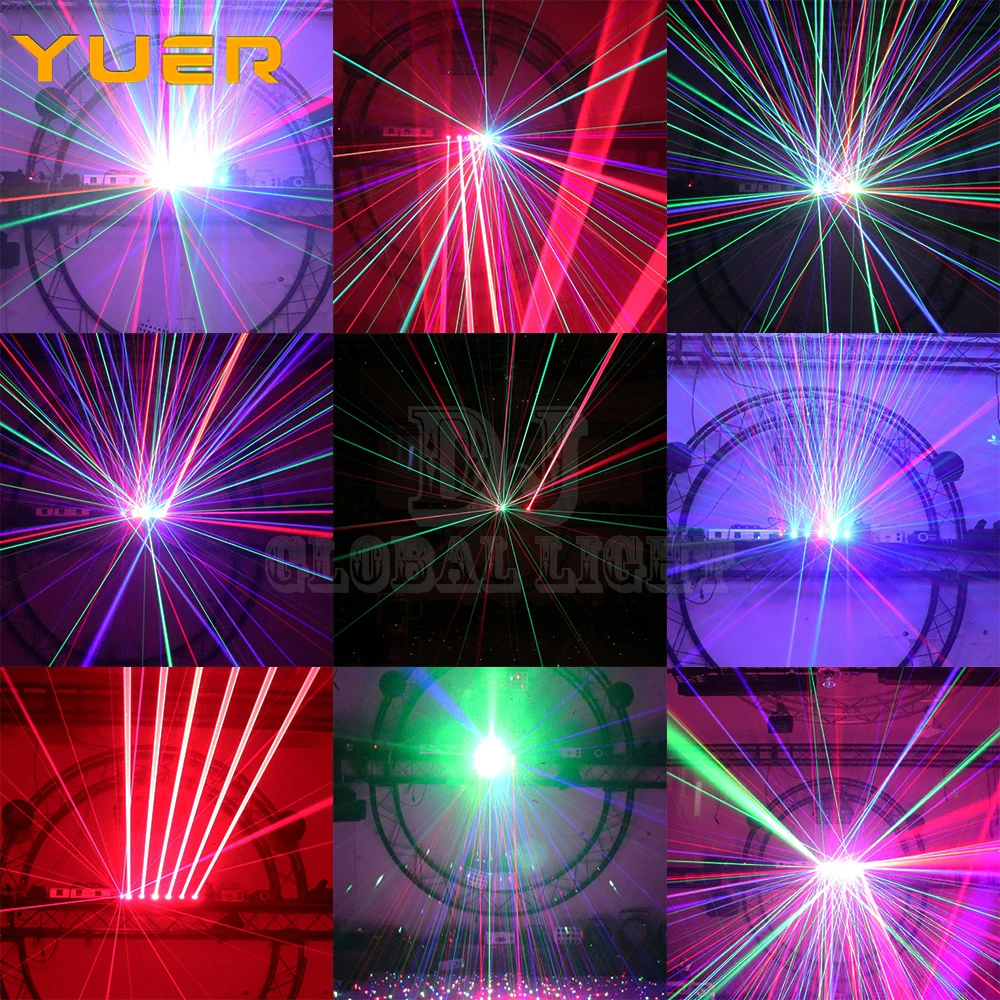 6 Eyes Red + 6 Eye RGB Scanning Laser Stage Effect Bar Beam Lighting for DJ Disco Party Wedding Moving Head Projector Wash Spot