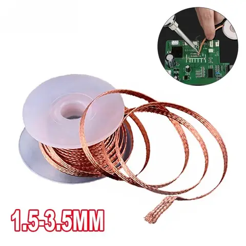 1.0-4.0mm Desoldering Mesh Braid Tape Copper Welding Point Solder Remover  Wire Soldering Wick Tin Lead Cord Flux For Soldering