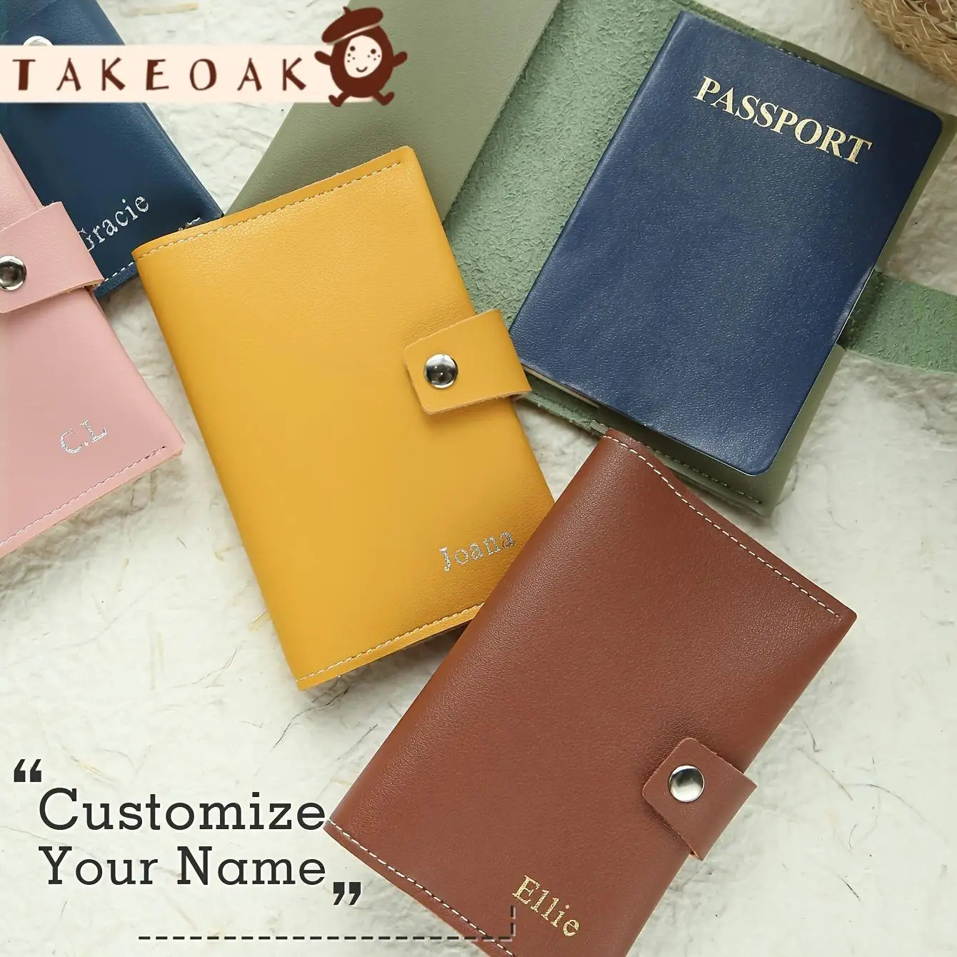 Custom Name Passport Holder Personalized Soft Faux Leather Travel Wallet with Buckle Customized Name Travel Accessories Handmade