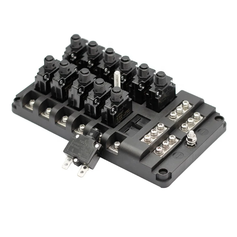 Waterproof Car Bus Marine 12 Way AC Circuit Breaker Led Indicator 32V DC Fuse Box Holder With Negative Terminal