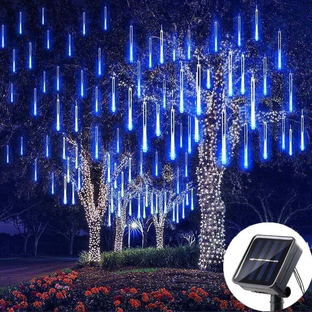 Imagem -02 - Led Meteor Shower Solar Light Luzes Impermeáveis do Feriado Luzes do Jardim Decoração de Natal Home Street Garland ao ar Livre