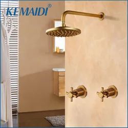 KEMAIDI Antique Brass/Black Bathtub Basin Shower Mixer Tap Bathroom Sink Mixer Tap Faucet 3 Pcs Shower Faucet Dual Handle Mixer