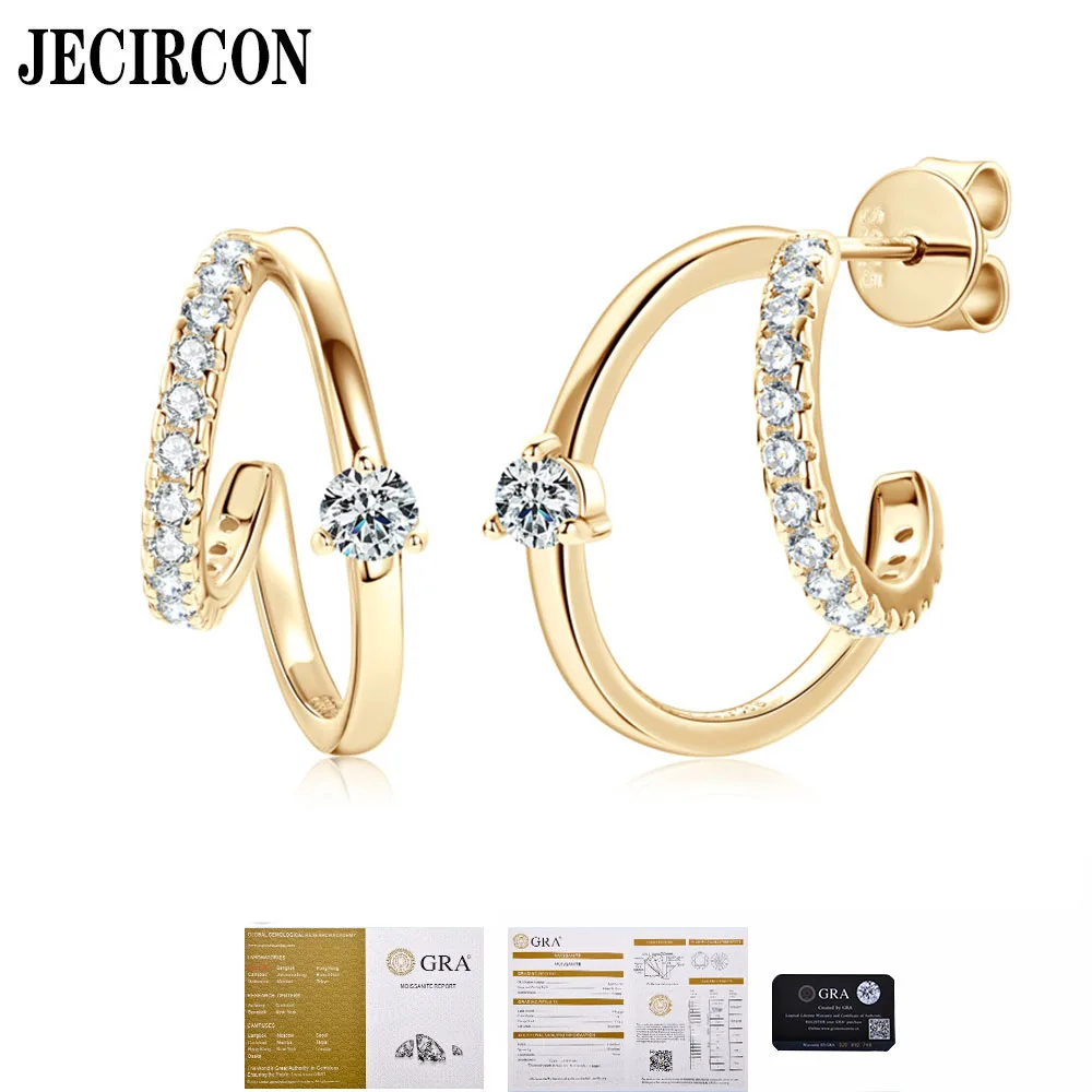 

JECIRCON Irregular Earrings for Women Sterling Silver S925 Versatile Niche Full Moissanite Studs European and American INS Style