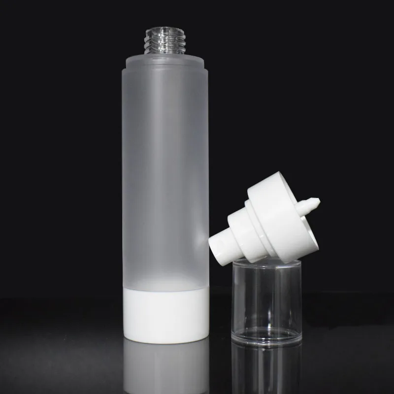 Bottiglia senz'aria satinata in plastica da 100 ml siero/lozione/emulsione/fondotinta toner ialuronico spruzzatore WC skim care imballaggio cosmetico