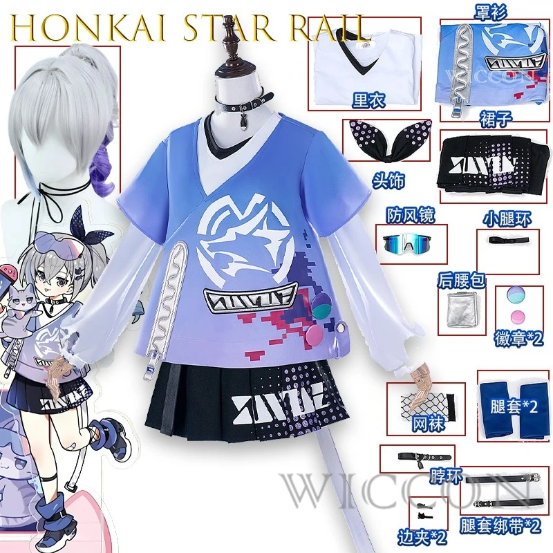 

Honkai Star Rail Silver Wolf Косплей Миниатюрный наряд для девочки-кошки Аниме Платье Kawaii Хэллоуин Рождество