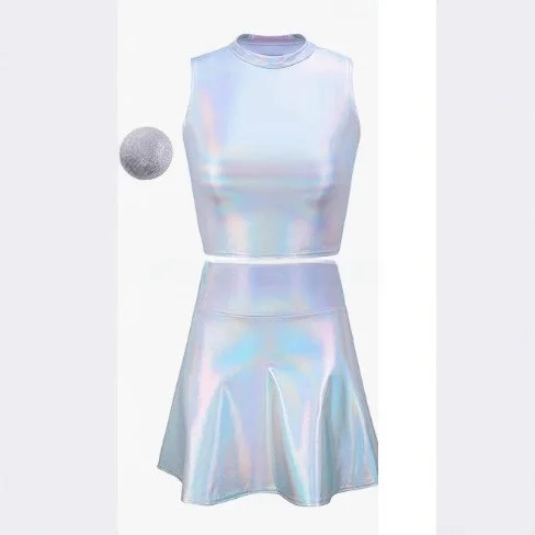 

Alien Suit Set Sleeveless Top And Half Skirt Halloween Role-playing Costume Vintage Style mid Waist Bat Shape Retro Design