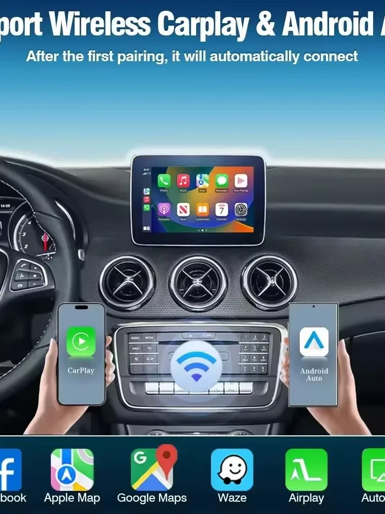 Draadloze Carplay Android Auto Becker Module voor Mercedes Benz A B C E CLA GLA GLK ML Sprinter NTG 4.5 GPS BT Mirror Link Decoder - afbeelding 2