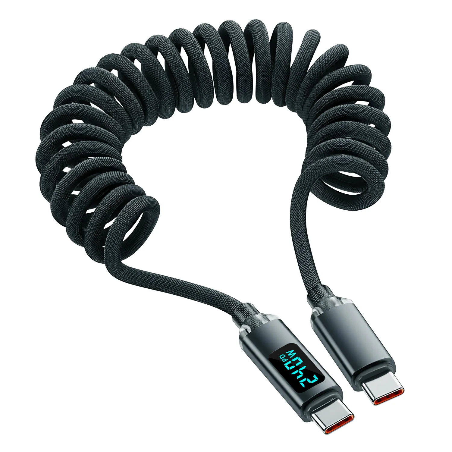 

Пружинный выдвижной кабель USB C с цифровым дисплеем типа C для iPhone 15 16, Samsung Huawei, кабель USB типа C для быстрой зарядки