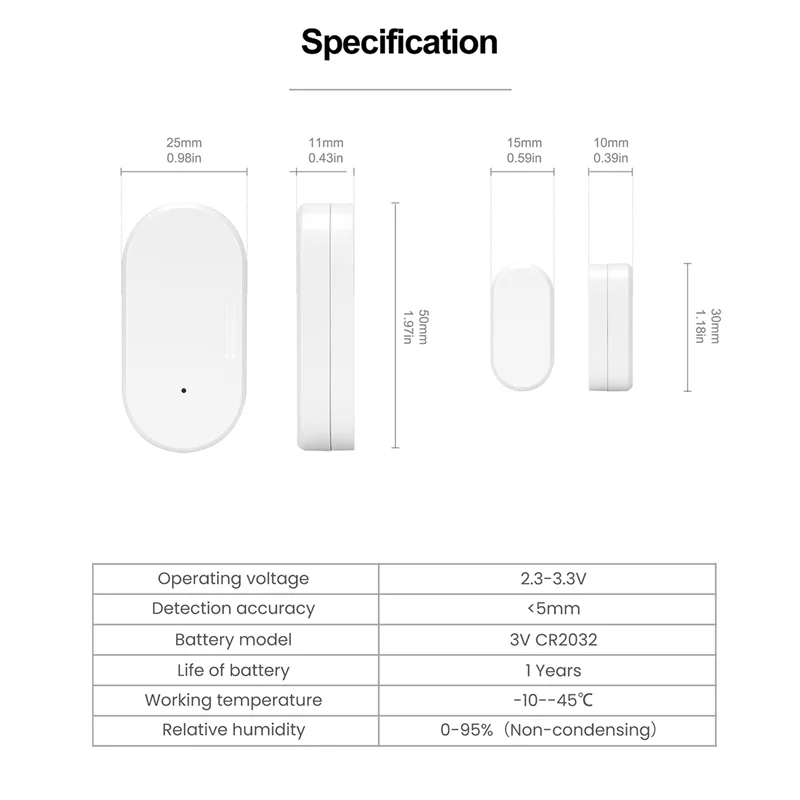 AA60-Tuya Zigbee 3.0 أجهزة كشف الاتصال الذكية بوابة الأمن نافذة الباب الاستشعار محول الحياة الذكية المنزل (4 قطعة)