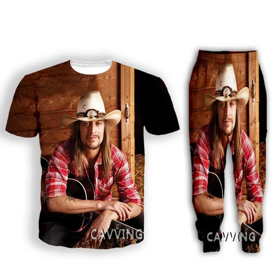 KID ROCK 3D Print Casual t-shirt + pantaloni pantaloni da Jogging pantaloni tuta abbigliamento donna/completi da uomo vestiti AR1