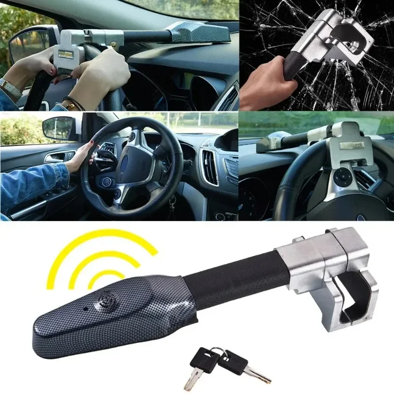 Car Steering Wheel Lock Heavy Duty Stainless Lock Universal Anti-theft Car Security Rotary Enhance Security without Battery