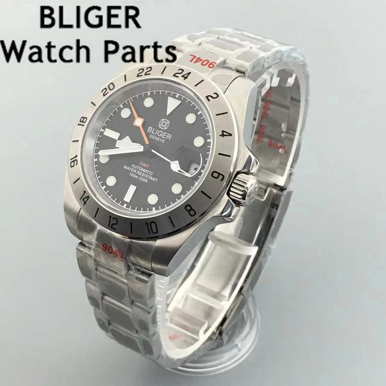 BLIGER Luxury NH34 GMT Mens Watch Automatic White Black Blue Dial Luminous Sapphire Glass Stainless Steel Oyster Strap 2023 New