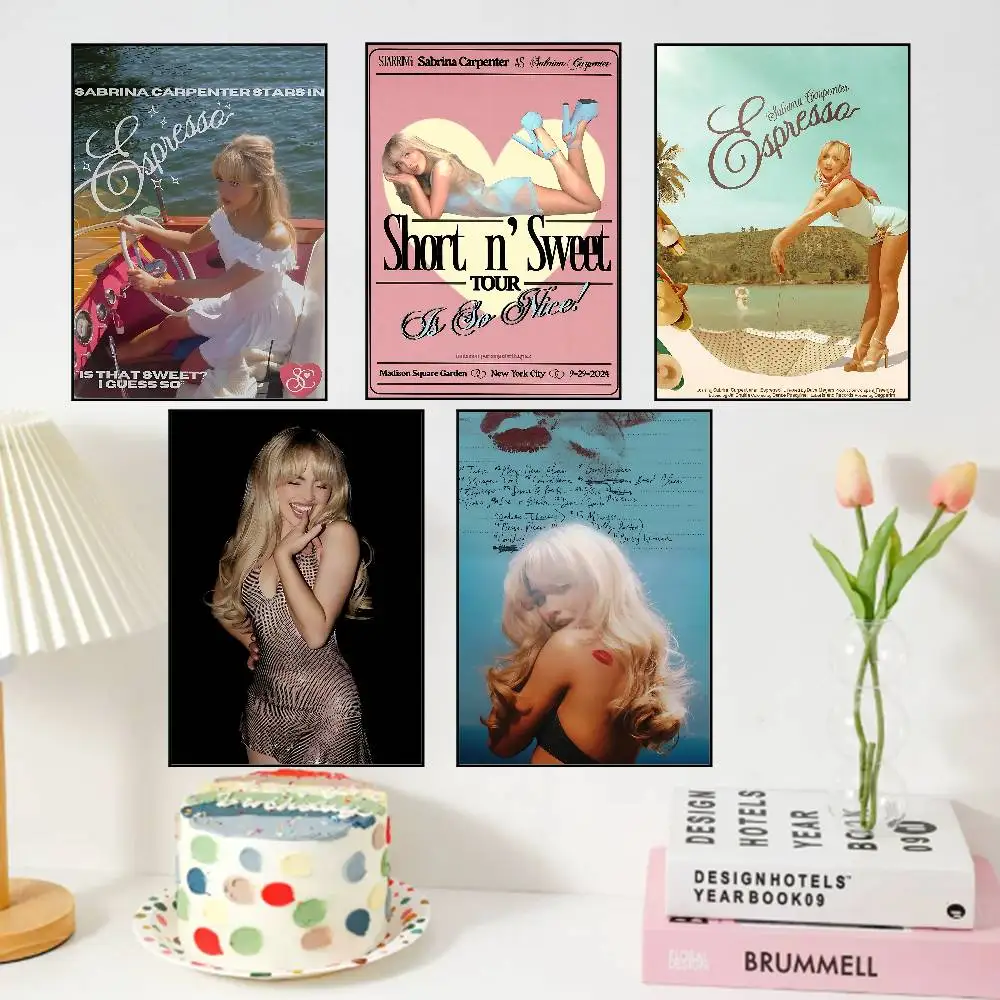 Sängerin S-Sabrina Carpenter-W Poster Wohnzimmer Café Hochwertige Leinwand Vintage-Stil Comics Gemälde Kunst Wanddekoration Bild