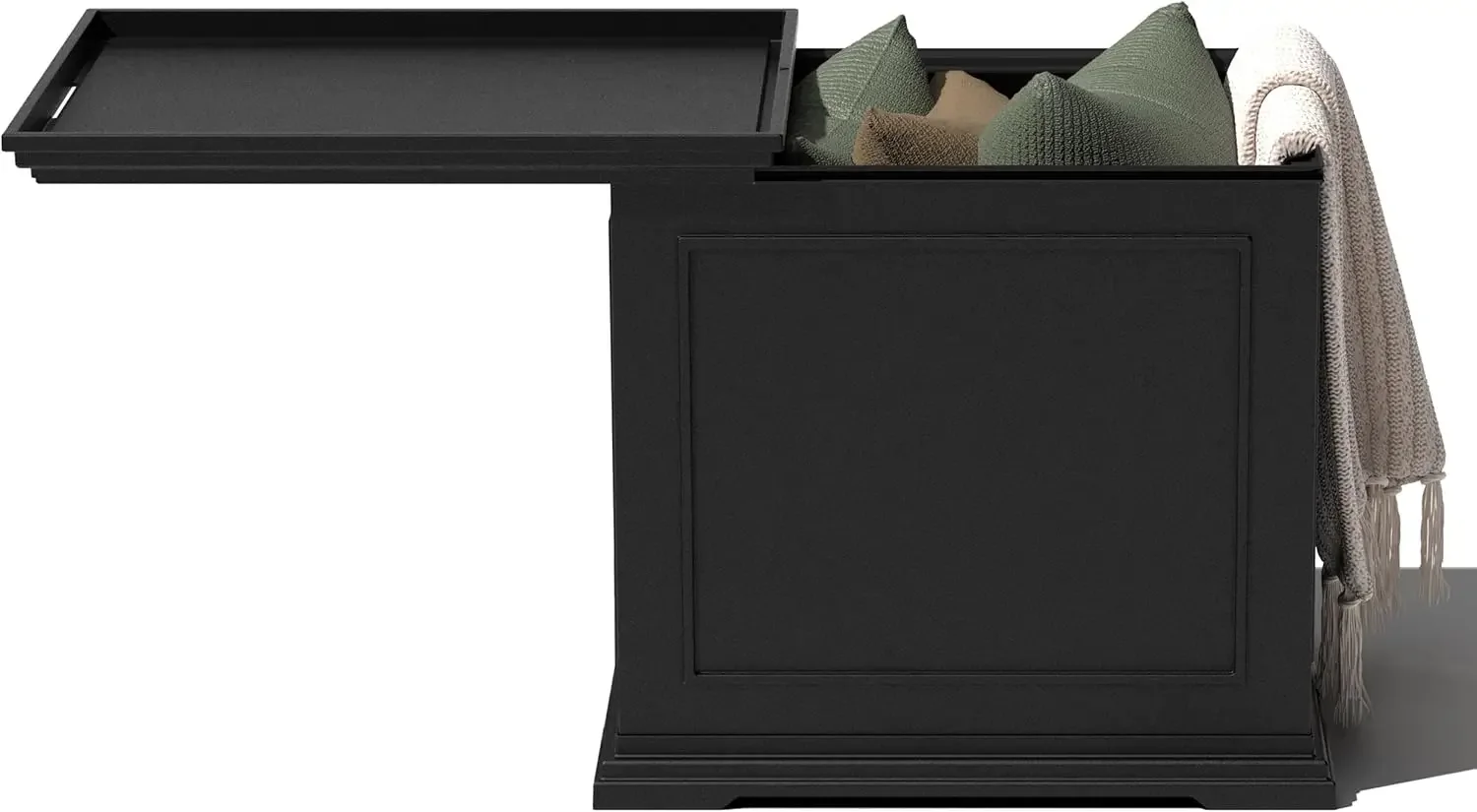 

2-in-1 Outdoor Side Table with Storage and Tray for Patio/Porch | Durable All-Weather Resistant | Classic & Functional