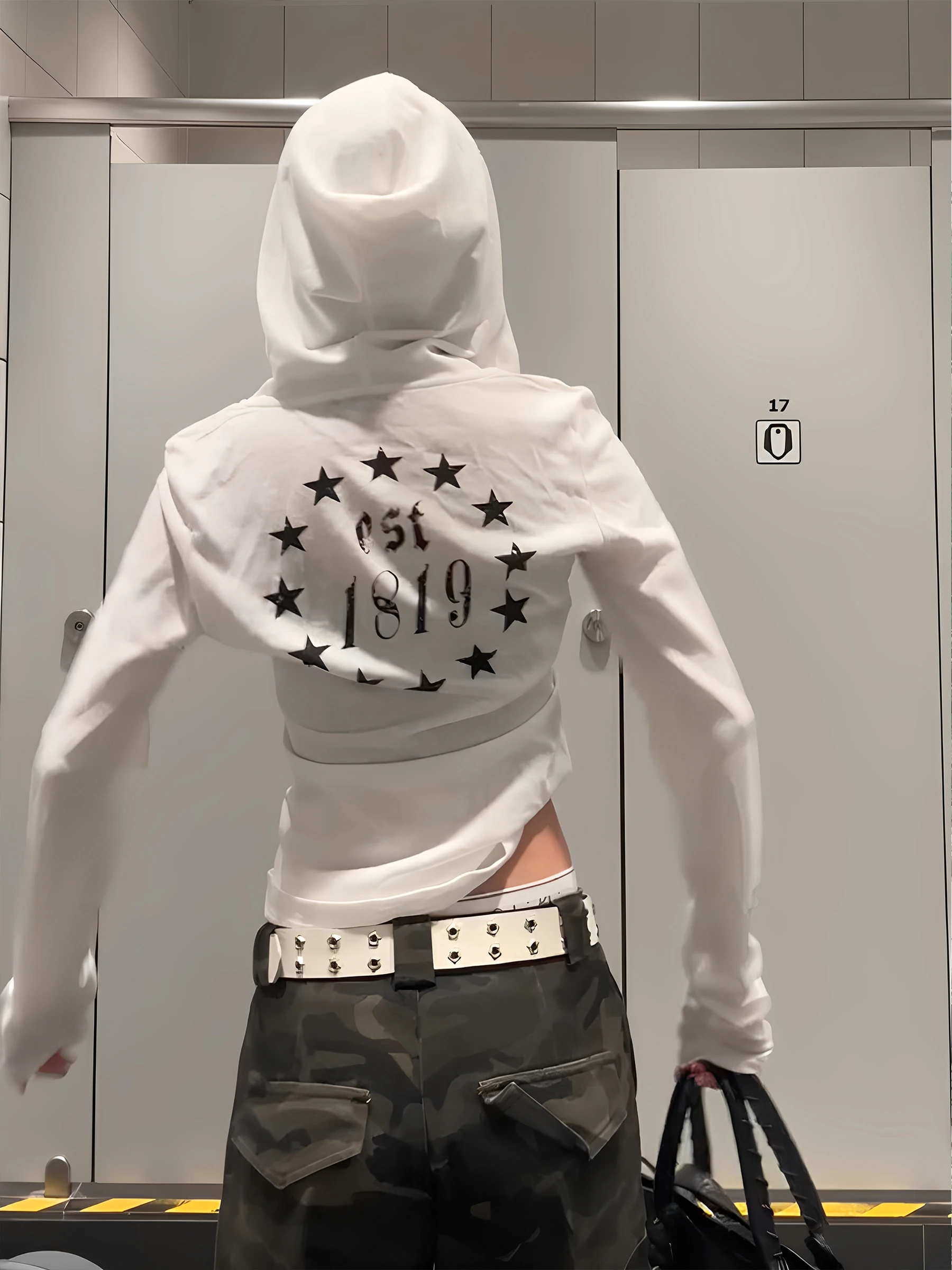 

American Sle Hot Girl Long Sve Hooded Punk Sun Protection irt Women's Gothic Sle Slim Fit Letter Print Thin Cotton Top