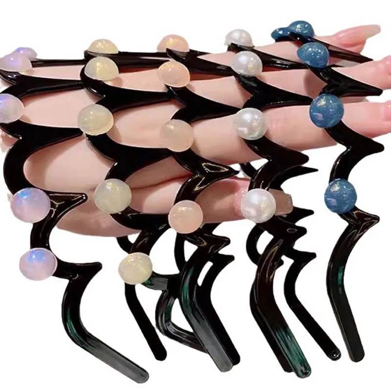 Fashion Pearl Wave Headbands for Women Girls Elastic Beads  display picture 1