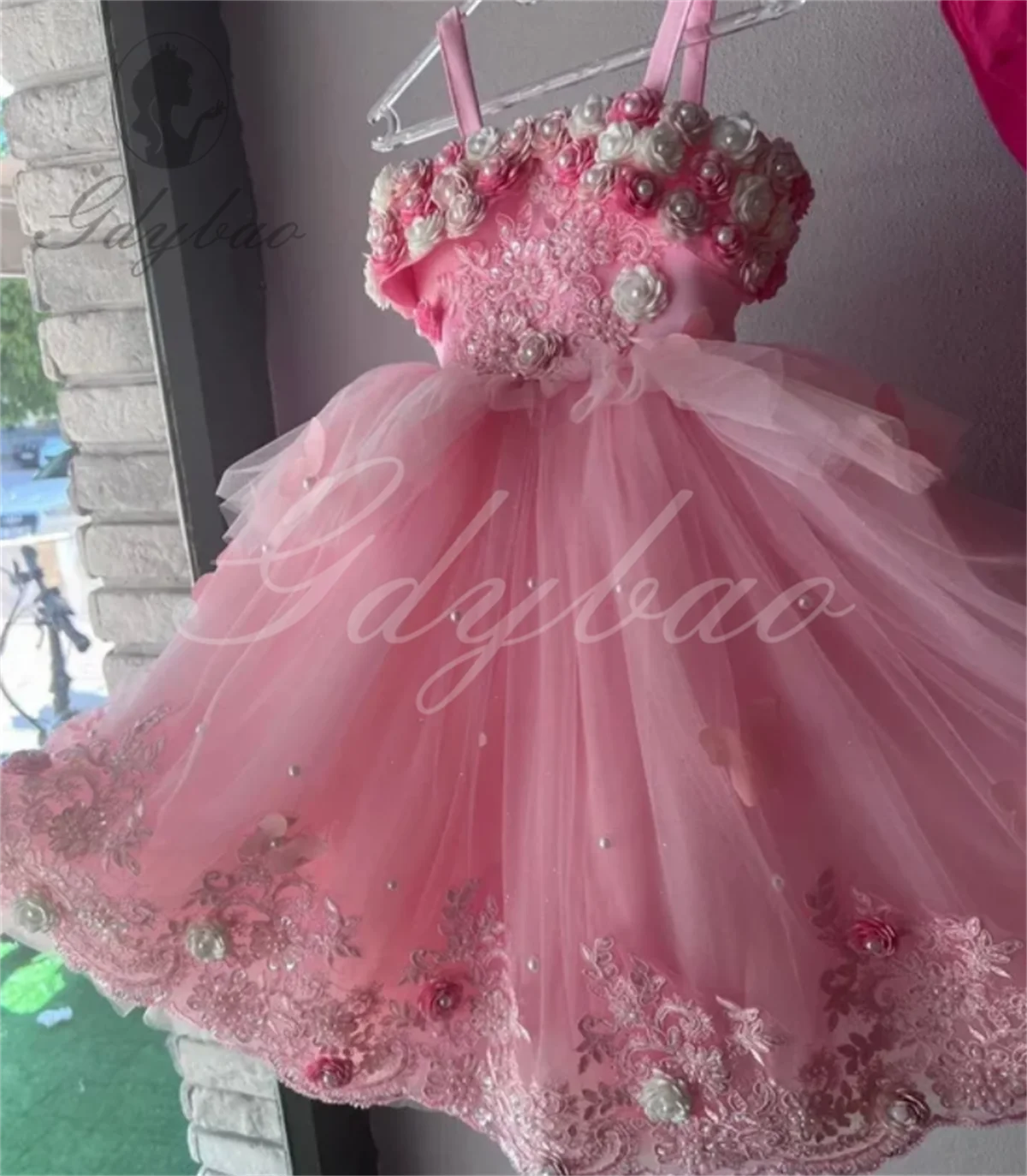 Wedding Baby Girl Birthday Party Dress Long Off Shoulder Appliques Princess Dress Kids Pageant Communion Ball Gown