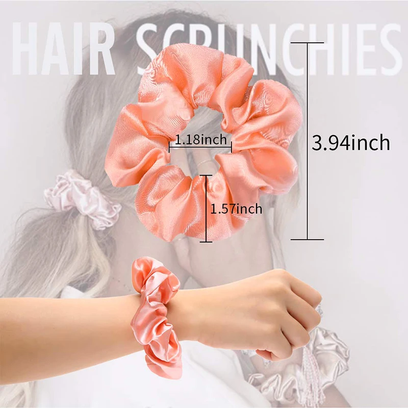 Yanwenx 50PCS/BAG Hot sale fold elastic ties hair band Large intestin hair ring olid color satin hair scrunchies