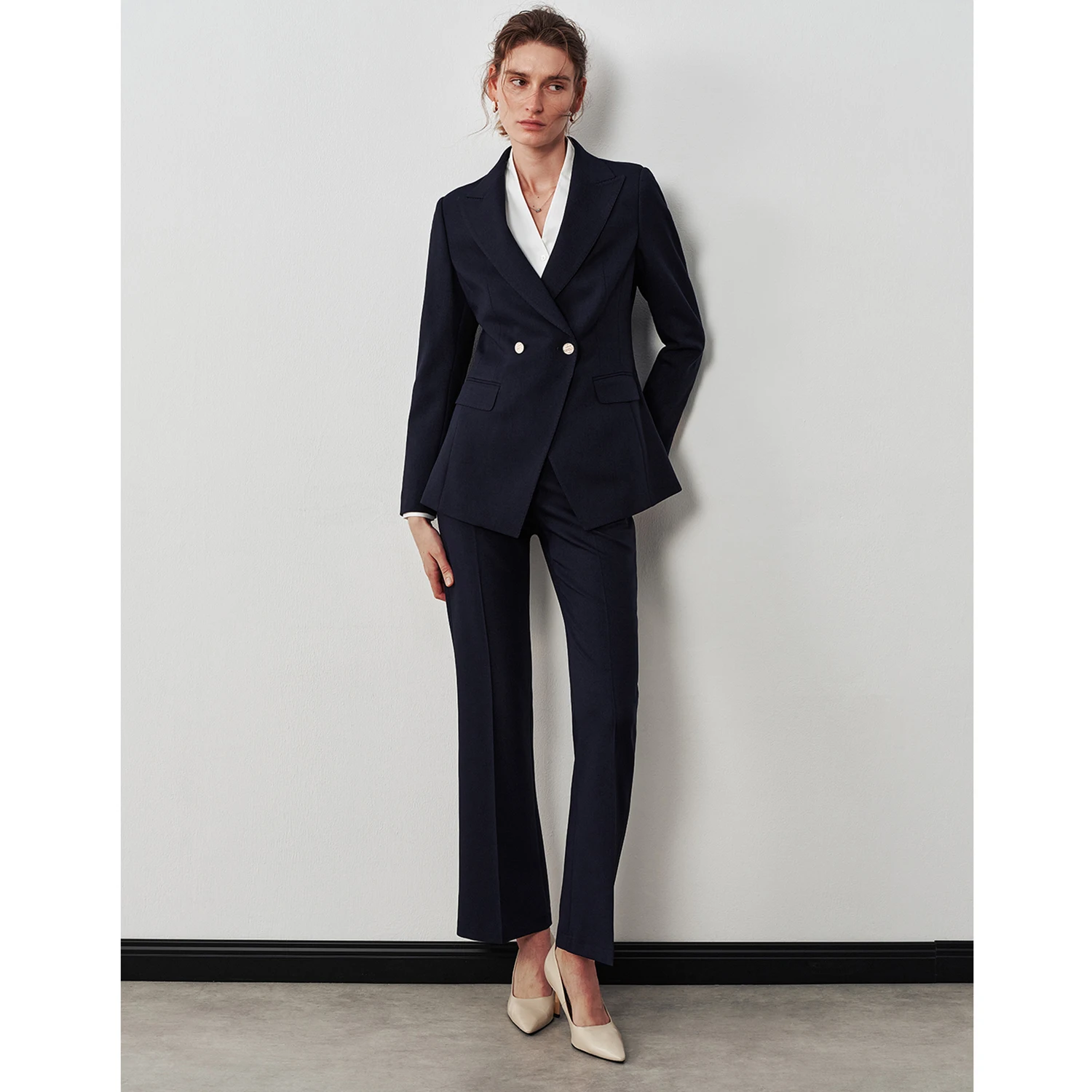 

Allingentle Women's 2 Piece Set Peak Lapel Two Button Blazer Fashion Women Pantsuit for Office Outfits Customize