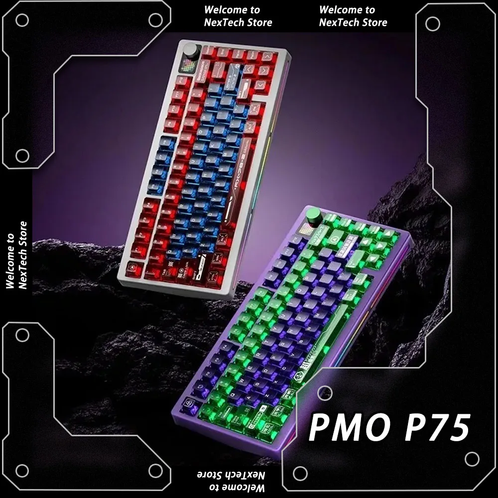 PMO P75 Three Mode Mechanical Keyboard Bluetooth Wireless Hot Swap Gaming Keyboard E-sports PC Gamer Accessories Customized Gift