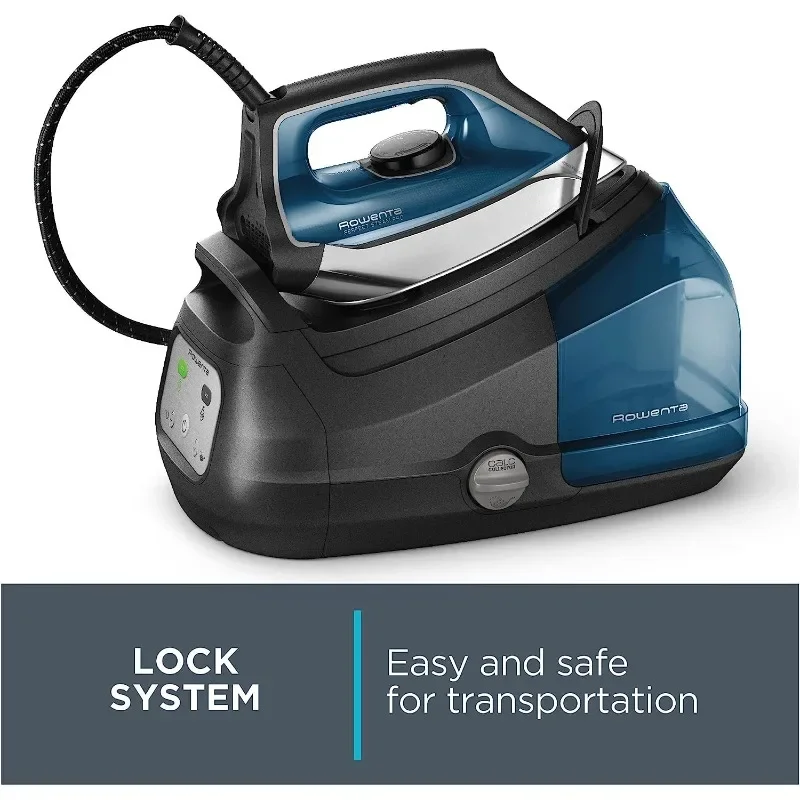 مكواة بخار روينتا للملابس، قاعدة ستيم برو من الفولاذ المقاوم للصدأ، خزان قابل للإزالة 1.1 لتر، 1800 وات، أزرق