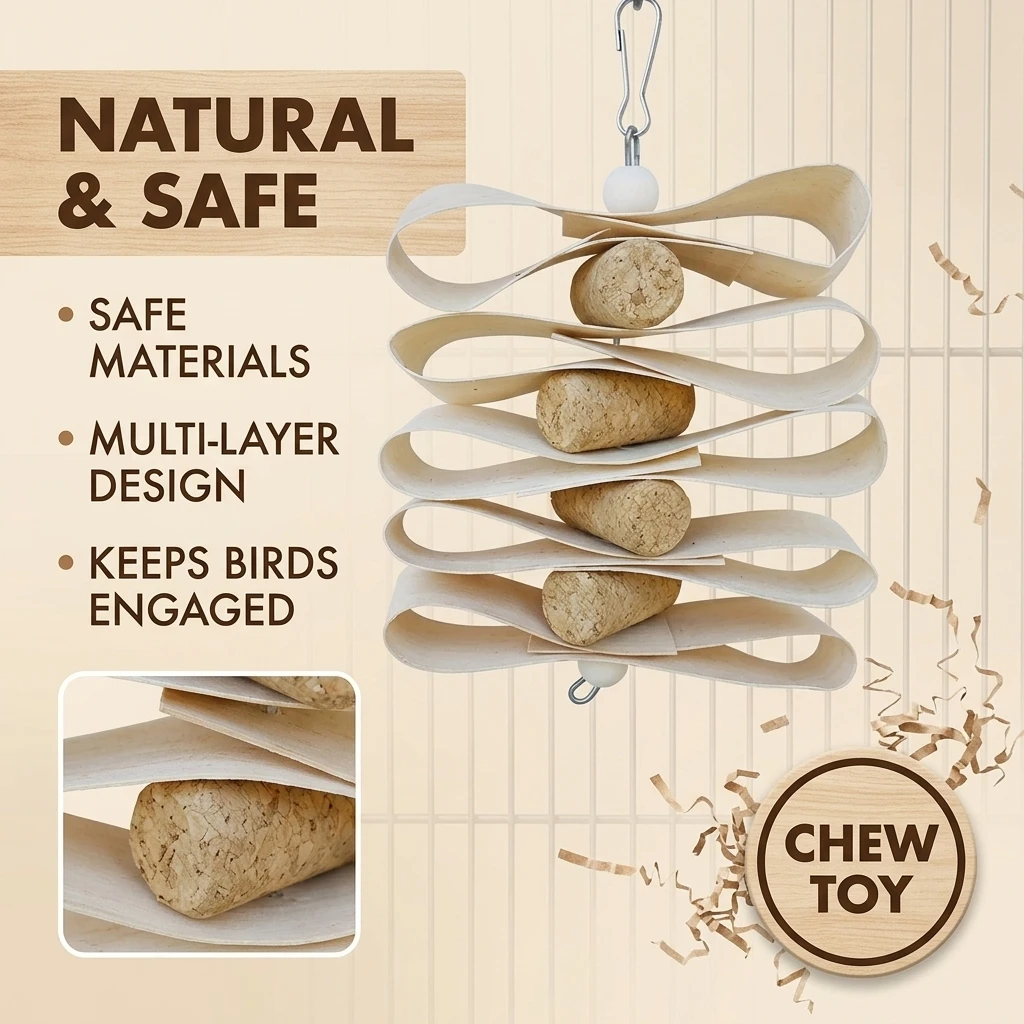 Natural Bird Chew Toy for Parrots Woven Grass Wooden Chip Fruit Chewing String Safe Non-Toxic Bird Cage Supplies Chewable Toys view 3