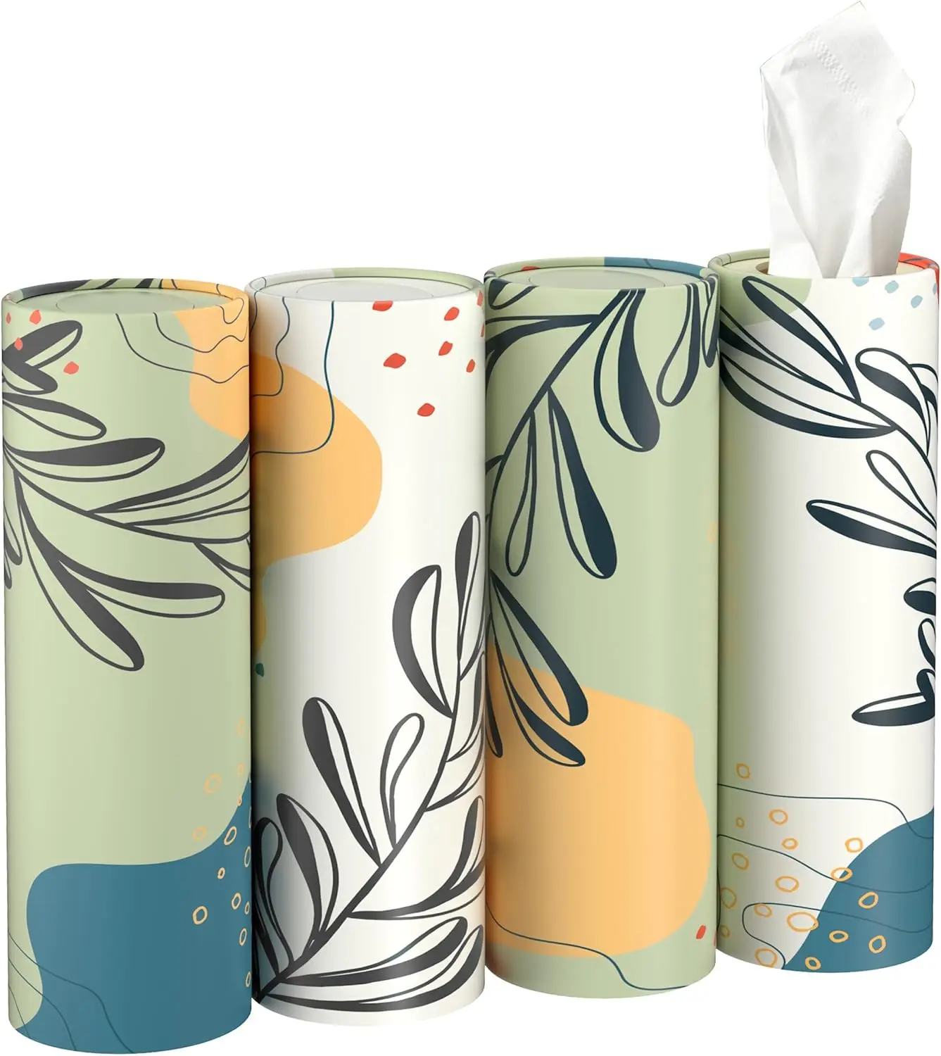 Boho Car Tissue Holder with 3-Ply Facial Tissues Bulk, Round Tissue Boxes for Home Office Bathroom